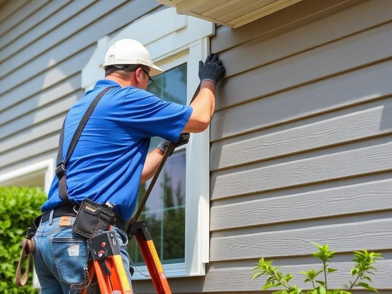 Installer fitting new lap siding on a New Jersey home